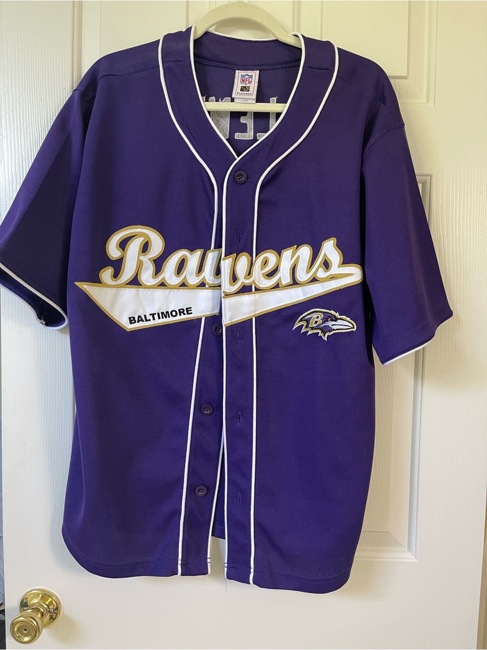 Baltimore Ravens Ray Lewis #52 NFL Purple Button Front Jersey Shirt